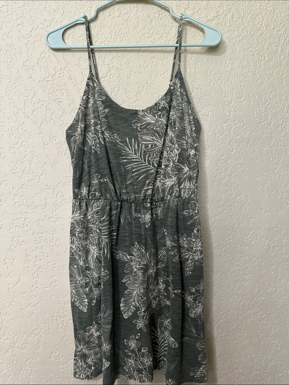 Old Navy Waist Defined Floral Mini Dress- Olive Green S